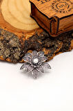 Sedef Taşlı Lotus Model Telkari Gümüş Kadın Broş 201024509
