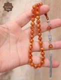 Bal Rengi Gümüş Püsküllü Küre Kesim Sıkma Kehribar Tesbih 201025685