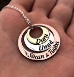 Altın ve Rose Kaplamalı Üç Halka Model Gümüş Kadın Kolye