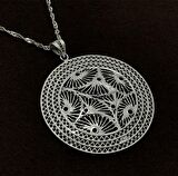 Yuvarlak Desen Model Gümüş Kadın Telkari Kolye