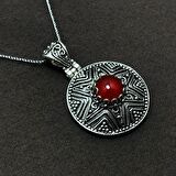 Yıldız İşlemeli Gümüş Mardin Hasırı Kadın Kolye