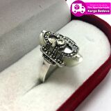 Sedef Ve Markazit Taşlı Baget Model 925 Ayar Gümüş Kadın Yüzük