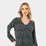 Türen Çiçek Desenli Uzun Kollu Patlı Pijama Takımı 3382/Yeşil