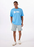 Reebok LC 6388 NEW ID OVRS GFX TEE Mavi Yuvarlak Yaka Oversize Baskılı Erkek T-Shirt