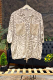 Batik Leopar Desen Pul Detaylı Vual Gömlek