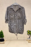 Batik Leopar Desen Pul Detaylı Vual Gömlek