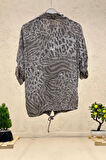Batik Leopar Desen Pul Detaylı Vual Gömlek
