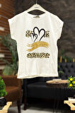 Leopar Gold Baskılı Kısa Kol Penye Tshirt