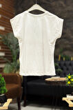 Leopar Gold Baskılı Kısa Kol Penye Tshirt