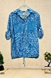 Batik Leopar Desen Pul Detaylı Vual Gömlek