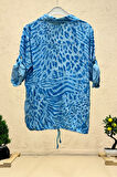 Batik Leopar Desen Pul Detaylı Vual Gömlek