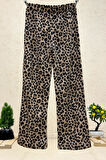 Leopar Desen Yanları Şeritli Penye Pantolon