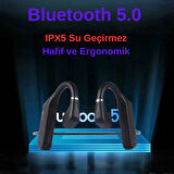 Kemik İletimli Bluetooth 5.0 Kulaklık – Su Geçirmez IPX5 Kablosuz Mikrofonlu Spor Kulaklık 