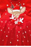Yılbaşı Bebek Elbisesi Tütülü Geyikli Noel Elbisesi