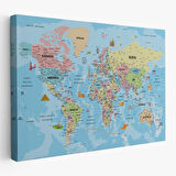 Harita Sepeti Türkçe Dünya Haritası Kanvas Tablo Son Derece Detaylı ve Dekoratif-2012