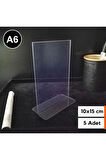 5 Adet Pvc Broşürlük Menülük Etiketlik 10x15 Cm Tutucu Dik Çift Yön A6 Masaüstü Föylük