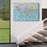 Harita Sepeti Dünya Haritası Kanvas Tablo Son Derece Detaylı Dekoratif Okyanuslu-2013