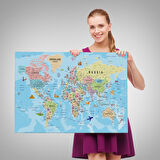 Harita Sepeti Dünya Haritası Kanvas Tablo Son Derece Detaylı Dekoratif Okyanuslu-2013