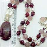 2013 Bordo Safir gümüş(925) el yapımı kolye