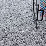 Modern 30 mm Tüylü Düz Toz Çıkarmaz Antialerjik Açık Gri Dekoratif Shaggy Halı