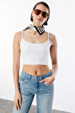 Kadın Scuba Kumaş İp Askılı Crop Top CROP-ATLET