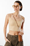 Kadın Scuba Kumaş İp Askılı Crop Top CROP-ATLET