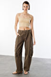 Kadın Scuba Kumaş İp Askılı Crop Top CROP-ATLET