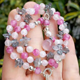 2014 Pembe/Gri Safir gümüş(925) kolye