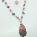 2014 Pembe/Gri Safir gümüş(925) kolye