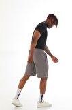 Erkek Regular Fit Duble Paça %100 Pamuklu Şort-Granit Gri