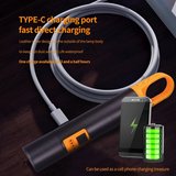 Evimdeyokyok PS-305 Şarjlı Göstergeli Askılı Zoomlu Tamirci El Feneri Siyah PowerBank Özellikli Alüminyum Alaşım 18650 Pil Tipi-C Şarj