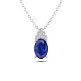 Pırlantalı Oval Safir Kolye