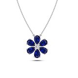 Pırlanta Safir Flower Kolye