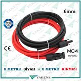 MC4 Soketli (8+8) 16 Metre 6mm Güneş Paneli Solar Kablo