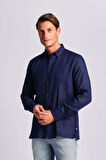 Ruck & Maul Erkek Keten Gömlek 24865-166 Navy Blue