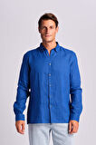 Ruck & Maul Erkek Keten Gömlek 24865-952 Surf Blue