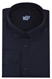 BLU Üstten Düğmeli Yaka Klasik Gömlek