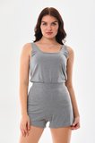 Extra Yumuşak Viskon Şort Home&Beach-Gri Melanj