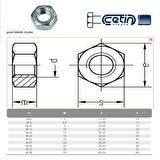 M6 Dın934 Ak Somun Çelik Beyaz 5 Li Paket