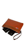 Newish Polo El Bilek Askılı Suni Deri Portföy Clutch Çanta Taba