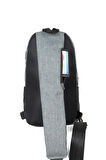 Newish Polo Keten Kumaş Body Bag Çapraz Göğüs ve Sırt Çantası -NP 2056-Gri