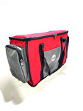 NEWBAG YANDAN CEPLİ YALITIMLI SOĞUTUCU  EL ASKILI TAŞINABİLİR KAMP PİKNİK ÇANTASI-ORTA BOY-KIRMIZI GRİ