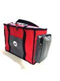 NEWBAG YANDAN CEPLİ YALITIMLI SOĞUTUCU  EL ASKILI TAŞINABİLİR KAMP PİKNİK ÇANTASI-ORTA BOY-KIRMIZI GRİ