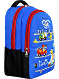 NEWFULL TRAFİK BASKILI Erkek Çocuk  SIRT OKUL ÇANTASI-2'Lİ SET (YENİ SEZON)-MAVİ