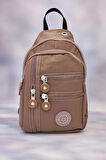 NEWİSH POLO KADIN KRİNKIL KUMAŞ ÇAPRAZ TEK KOL GÖĞÜS VE OMUZ SIRT ÇANTASI-CROSSBODY BAG-SÜTLÜ KAHVE