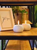Minimal Beton Mumluk 2’li Set – El Yapımı Dekoratif Tealight Mumluk