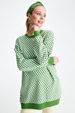 Kadın Pötikareli Rayon Tunik - Benetton Yeşili | 2