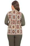 Kadın Taş Etnik Desenli Cepli Kilim Yelek