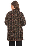Kadın Çok Renkli Çiçek Desenli Cepli Kilim Hırka