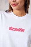 The Champ Deadly Yazılı Yüz Tasarım Baskılı Oversize Beyaz Kadın T-Shirt
